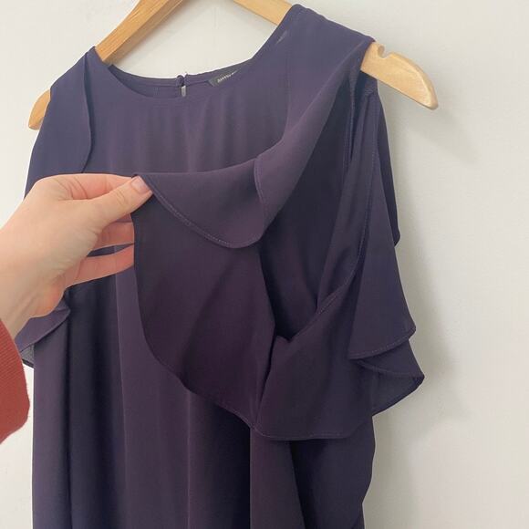 Banana Republic Dark Purple Cold Shoulder Cutout Long Sleeve Blouse Size XS - Picture 5 of 6